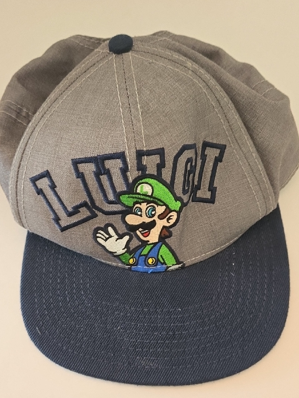 Nintendo Luigi Kids Hat Gray Navy with Green Accents